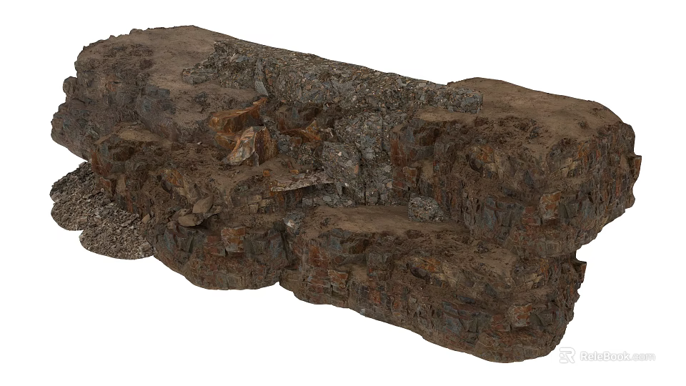 Earth Crust Section Displaying Stratified Rock Layers And Natural Geological Texture 3d model 