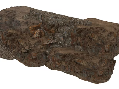 Earth Crust Section Displaying Stratified Rock Layers And Natural Geological Texture 3d model