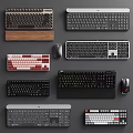 Various Computer Keyboards And Mice Including Wireless Mechanical And Ergonomic Styles 3d model