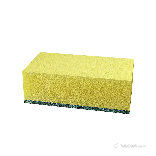Yellow Sponge Scrubber for Daily Dishwashing and Kitchen Cleaning Use 3d model 