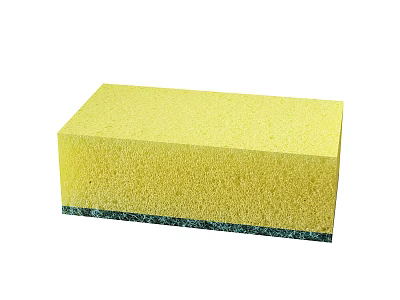 Yellow Sponge Scrubber for Daily Dishwashing and Kitchen Cleaning Use 3d model