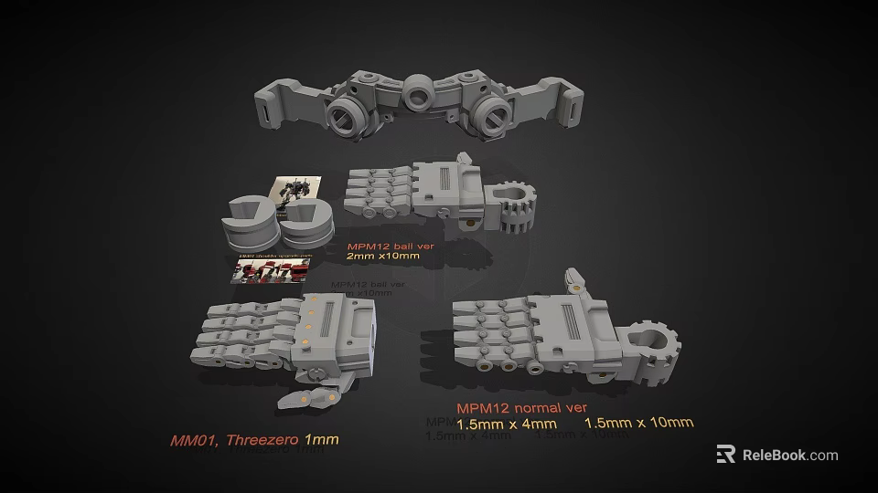 M1897 3D Printed Weapon Parts Personal Set Threaded 4mm 1.2mm x 4mm 1.4mm x 10mm 3d model 