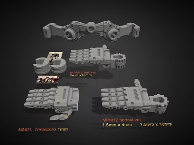 M1897 3D Printed Weapon Parts Personal Set Threaded 4mm 1.2mm x 4mm 1.4mm x 10mm 3d model