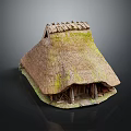 Traditional Wooden House With Thatched Roof And Moss Covered Exterior Design