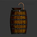 Unique Rustic Wooden Barrel Washbasin With Ceramic Basin Faucet And Metal Rivets