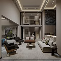 Modern Living Room Interior With Marble Wall TV Sofa And Coffee Table Decor