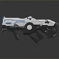 Futuristic Sci Fi Weapon With Silver Gray And Blue Mechanical Design Details
