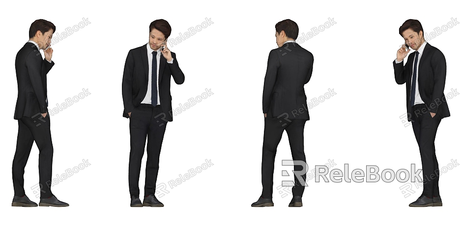 Business male office figure standing man suit man phone man model