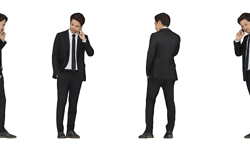 Business male office figure standing man suit man phone man 3d model