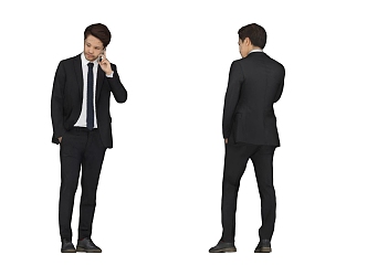 Business male office figure standing man suit man phone man 3d model