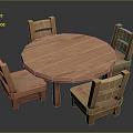 Simple Solid Wood Dining Set With Round Table And Four Wooden Chairs