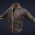 Stylish Brown Leather Jacket With Fur Collar Zipper Pockets And Warm Design