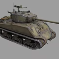 Vintage Military Tank With Long Cannon Turret Tracks Machine Gun And Rustic Olive Finish