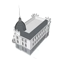 Classical Office Building Featuring Domed Roof Symmetrical Design And Ornamental Columns