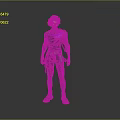 3D Fantasy Character With Purple Glowing Outfit And Dark Hair Design