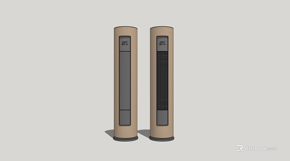 Brown Tower Air Conditioner Fan With Digital Display And Control Panel Design 3d model 
