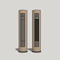 Brown Tower Air Conditioner Fan With Digital Display And Control Panel Design