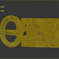 Ancient Bronze Buckle With Green Patina Inlaid Blue Red Gemstones And Geometric Patterns
