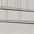 Two Tier Modern Linear Chandelier With Black Suspension Cables And White Curved Panels