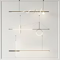 Modern Pendant Lights Featuring Geometric Circular Rings And Linear Metal Frames 3d model