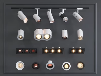 Various Modern Downlights And Spotlights With Different Designs And Illumination Styles 3d model