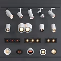 Various Modern Downlights And Spotlights With Different Designs And Illumination Styles