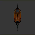 Orange Fantasy Ship Model With Decorative Wings And Mechanical Details Design