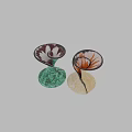Decorative Glass Vases With Swirled Design Green Yellow Spotted Bulbous Base And Flared Top