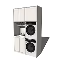 Modern Laundry Cabinet Unit With Washing Machine Dryer Storage Cabinets And Sink Counter