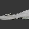 Elegant Light Gray Suede Flat Shoes With White Bow Detail For Women's Daily Wear
