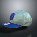 Gray Baseball Cap With Purple Logo Blue Brim And Red White Label