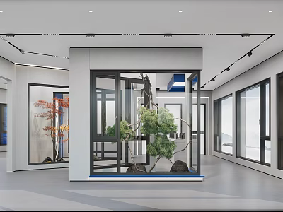 Modern Doors And Windows Showroom With Glass Display Green Plants And Contemporary Design 3d model