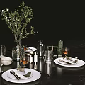 Modern Tableware Ornaments Combination 3d model