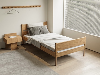 Modern Single Bed Solid Wood Single Bed model