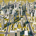 Aerial Urban Planning View With High Rise Buildings And City Road Network Layout