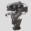 Gray Mechanical Robot Number 16 Featuring Industrial Structure With Multiple Arms And Legs 3d model