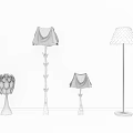 Modern Lighting Combinations With Floor And Table Lamps Scalloped Pleated White Shades