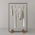Various Light Colored Clothes Hanging On Metal Hangers With Different Styles 3d model