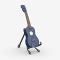 Art Supplies And Musical Instrument Blue Ukulele On Black Display Stand