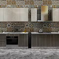 Stylish Modern Kitchen Cabinet Designs With Multiple Angles And Tiled Backsplash 3d model