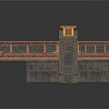 Industrial Dam Structure With Gray Concrete Walls Orange Metal Framework And Yellow Top Unit