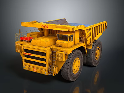 Large Yellow Mining Truck With Heavy Duty Dump Body Large Tires And Cab 3d model