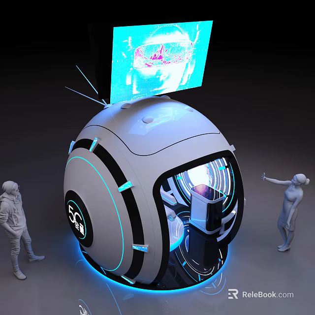 Advanced Commercial Equipment With Spherical Design Top Screen Illuminated Accents And Interactive Interface 3d model 