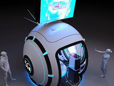 Advanced Commercial Equipment With Spherical Design Top Screen Illuminated Accents And Interactive Interface 3d model