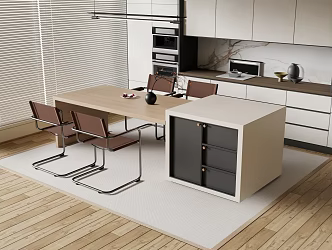 Modern Western Kitchen Bar Nakajima Dining Table and Chair Dining Island Table 3d model