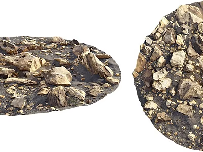 Natural Stone And Wood Materials With Rough Textures For Landscaping Design 3d model