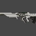 Futuristic Gun With Silver And Black Metallic Finish And Sleek Mechanical Design