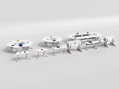 Versatile Functional Desks Including Hexagonal Round and Adjustable Designs for Office Study Spaces 3d model