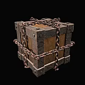 Container Architecture Design With Metal And Wooden Structure Wrapped In Chains 3d model