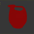 Sculpture Carving Of Ancient Earthenware Jug With Intricate Orange And Black Patterns And Handle